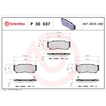 

BREMBO Sada brzdových destiček P 30 037