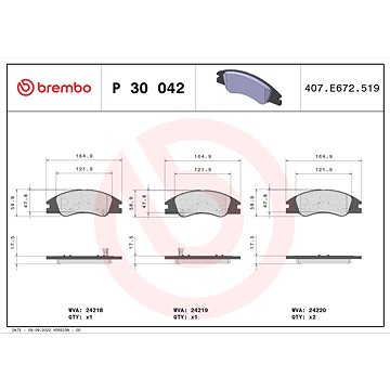 

BREMBO Sada brzdových destiček P 30 042
