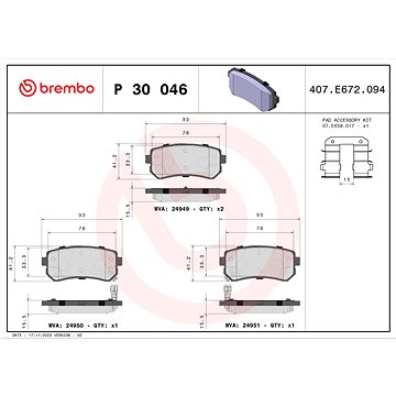 

BREMBO Sada brzdových destiček P 30 046