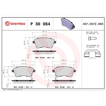 

BREMBO Sada brzdových destiček P 30 064