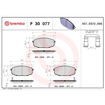 

BREMBO Sada brzdových destiček P 30 077