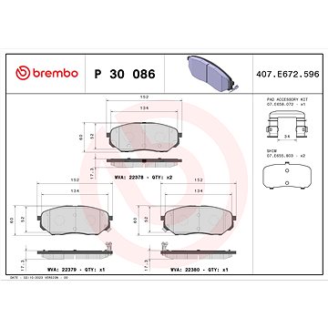 

BREMBO Sada brzdových destiček P 30 086