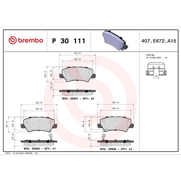 

BREMBO Sada brzdových destiček P 30 111