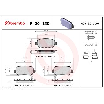 

BREMBO Sada brzdových destiček P 30 120