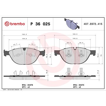 

BREMBO Sada brzdových destiček P 36 025