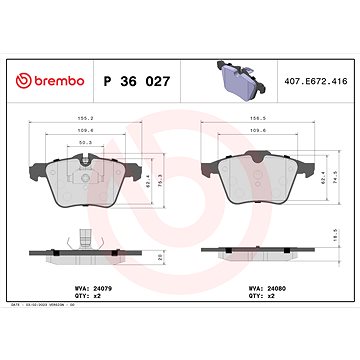 

BREMBO Sada brzdových destiček P 36 027