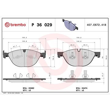 

BREMBO Sada brzdových destiček P 36 029