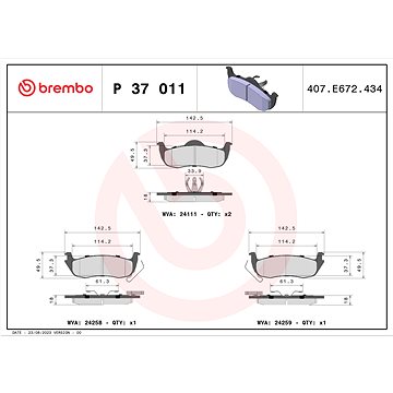 

BREMBO Sada brzdových destiček P 37 011