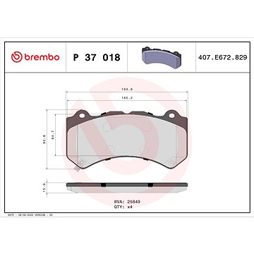 

BREMBO Sada brzdových destiček P 37 018