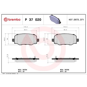 

BREMBO Sada brzdových destiček P 37 020