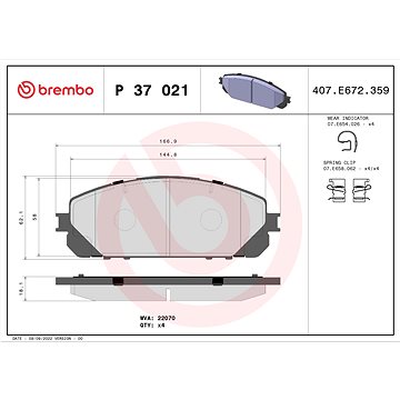 

BREMBO Sada brzdových destiček P 37 021