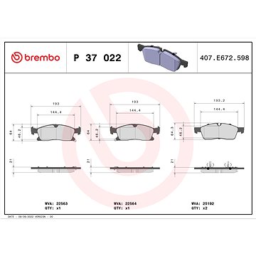 

BREMBO Sada brzdových destiček P 37 022