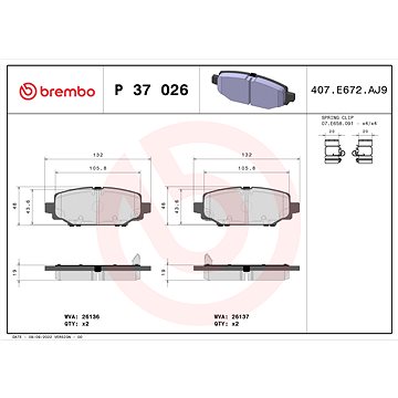 

BREMBO Brzdové destičky P 37 026