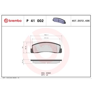 

BREMBO Sada brzdových destiček P 41 002