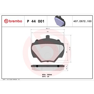 

BREMBO Sada brzdových destiček P 44 001