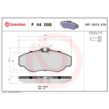 

BREMBO Sada brzdových destiček P 44 008