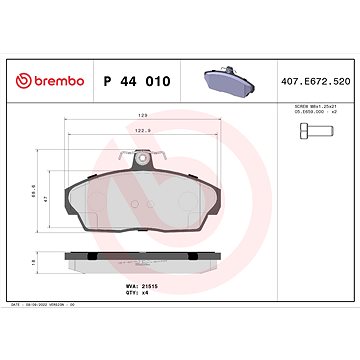 

BREMBO Sada brzdových destiček P 44 010