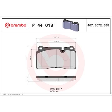 

BREMBO Sada brzdových destiček P 44 018