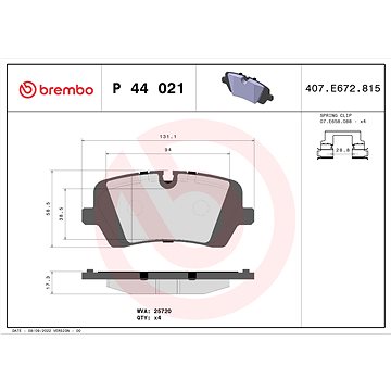 

BREMBO Sada brzdových destiček P 44 021