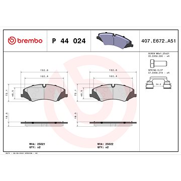 

BREMBO Sada brzdových destiček P 44 024