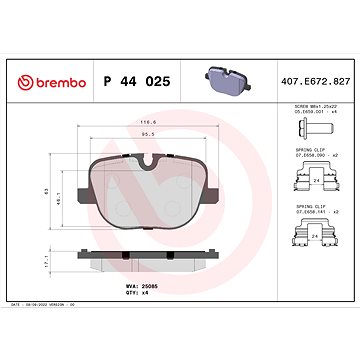 

BREMBO Sada brzdových destiček P 44 025