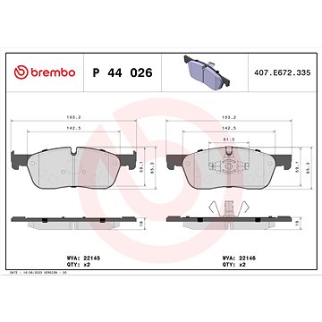 

BREMBO Sada brzdových destiček P 44 026