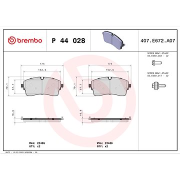 

BREMBO Sada brzdových destiček P 44 028