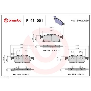 

BREMBO Sada brzdových destiček P 48 001