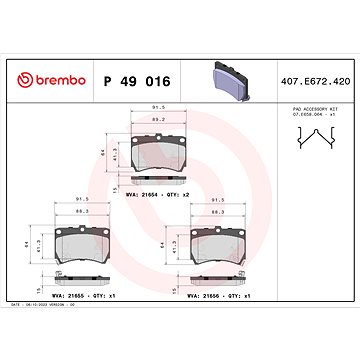 

BREMBO Sada brzdových destiček P 49 016