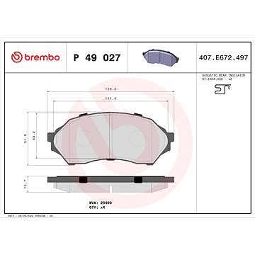 

BREMBO Sada brzdových destiček P 49 027