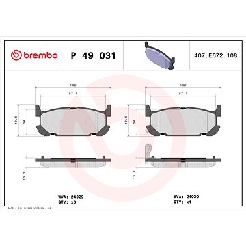 

BREMBO Sada brzdových destiček P 49 031