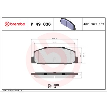 

BREMBO Sada brzdových destiček P 49 036