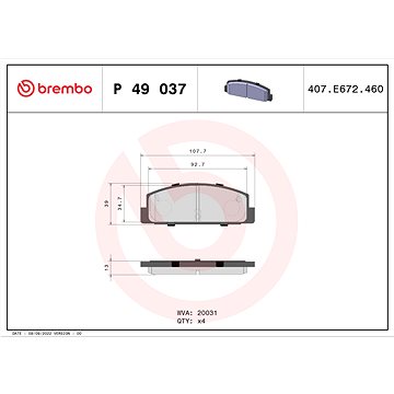 

BREMBO Sada brzdových destiček P 49 037
