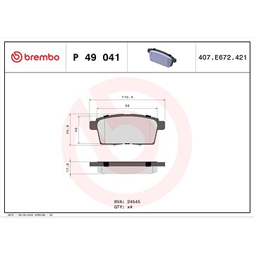 

BREMBO Sada brzdových destiček P 49 041