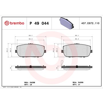 

BREMBO Sada brzdových destiček P 49 044