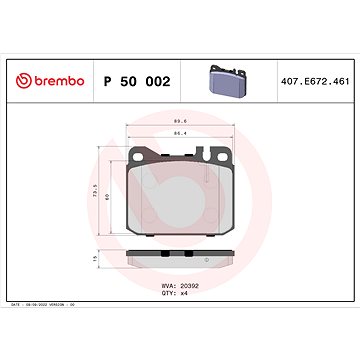 

BREMBO Sada brzdových destiček P 50 002