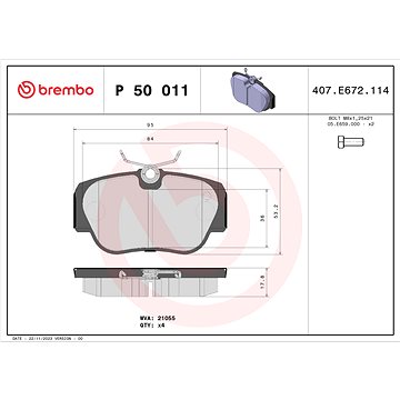 

BREMBO Sada brzdových destiček P 50 011