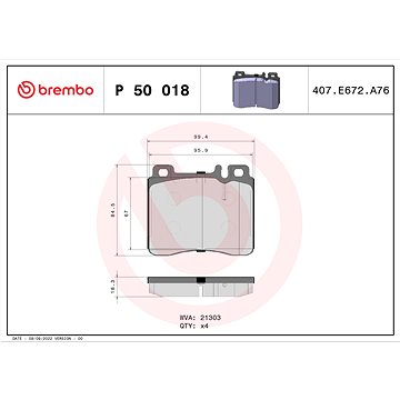 

BREMBO Sada brzdových destiček P 50 018