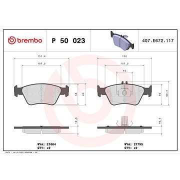 

BREMBO Sada brzdových destiček P 50 023