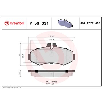 

BREMBO Sada brzdových destiček P 50 031