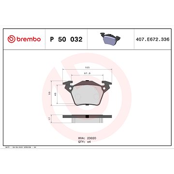 

BREMBO Sada brzdových destiček P 50 032
