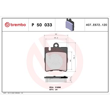

BREMBO Sada brzdových destiček P 50 033