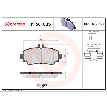 

BREMBO Sada brzdových destiček P 50 035