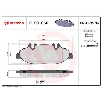 

BREMBO Sada brzdových destiček P 50 050