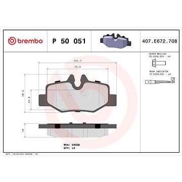

BREMBO Sada brzdových destiček P 50 051