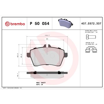 

BREMBO Sada brzdových destiček P 50 054