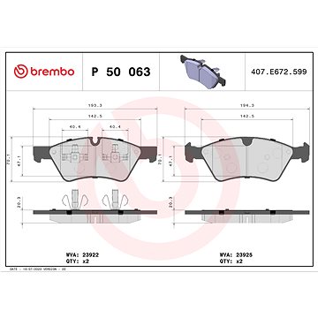 

BREMBO Sada brzdových destiček P 50 063