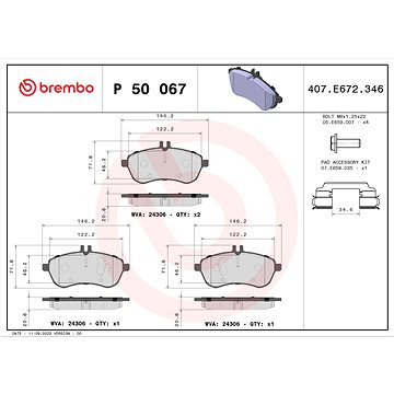

BREMBO Sada brzdových destiček P 50 067