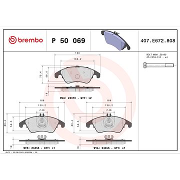 

BREMBO Sada brzdových destiček P 50 069