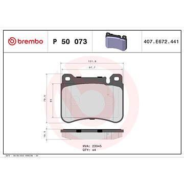 

BREMBO Sada brzdových destiček P 50 073